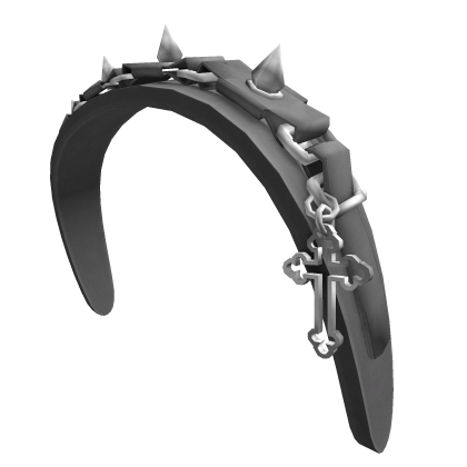 Grey Goth Jesus Cross Leather Studded Headband Roblox item