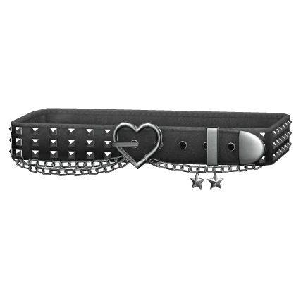 1.0 Black Y2k Heart and Star Studded Chain Belt | Roblox Item