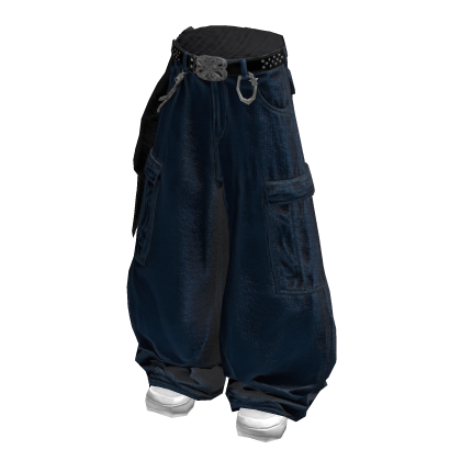 Blue Baggy Cargo Pants /w Bandana thumbnail