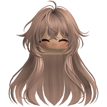 Cute Milktea Messy Anime Hair w/ Blush Face Roblox item