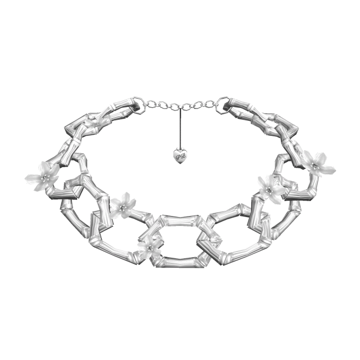Silver Bamboo Flower Chain Necklace [3.0]