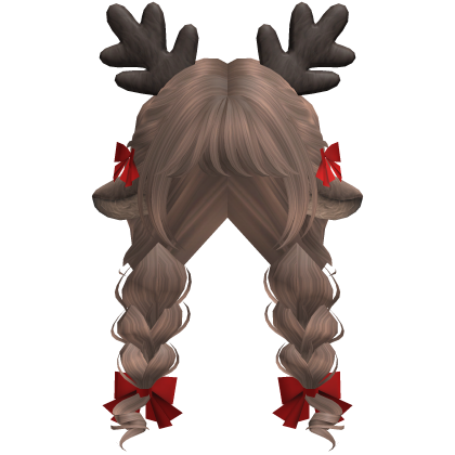Reindeer Double Braids w/ Bows (Milktea)