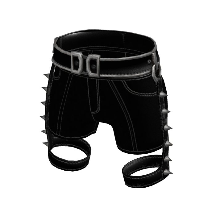 Black Punk Spiked Leather Shorts[MetaMuse]