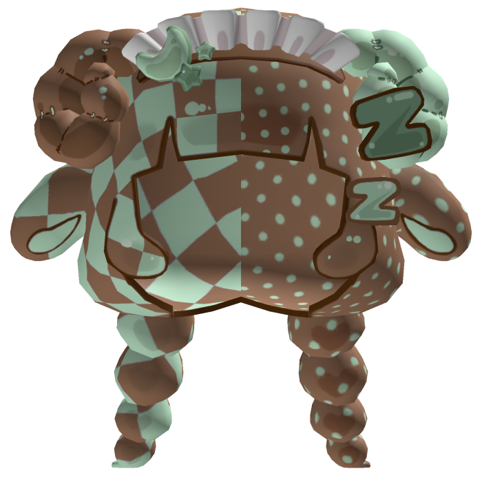 ♡ sleepy mint choco ram checkered low poly pigtail