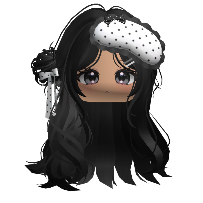 🍀Half Bun w Sleep Mask(Polka Dot Black)