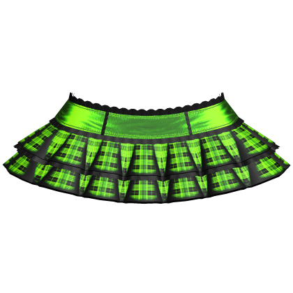 Neon Green Emo Scene Plaid Layered Ruffle Skirt