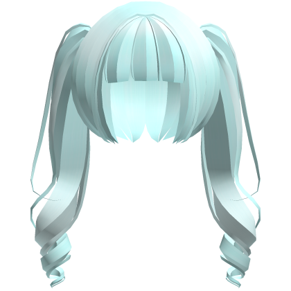 moe neat jirai curly ponytails w bangs teal