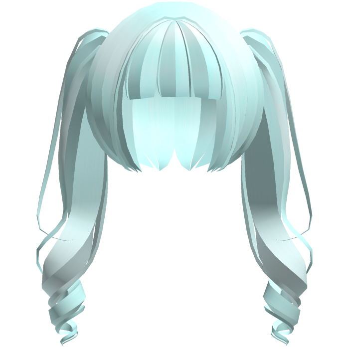 moe neat jirai curly ponytails w bangs teal