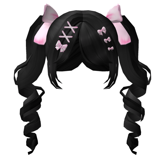 Jirai Kei Twirls Pigtails Hair - Black Pink