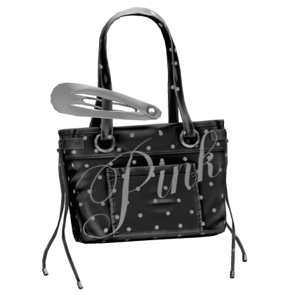 PINK Polkadot Oversized Clip Tote Bag In Black  Roblox item