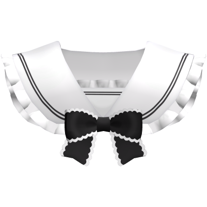 Ruffled simple neck collar black white with bow Roblox item
