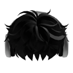 Black Fluffy Cool Hair w/ Headphones