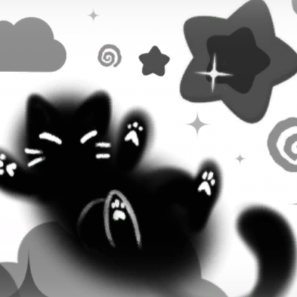 Playful Black Cat Emo Background