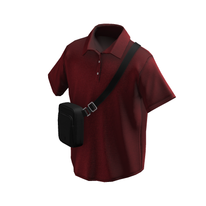 Red Polo Shirt w/ Black Crossbody Bag