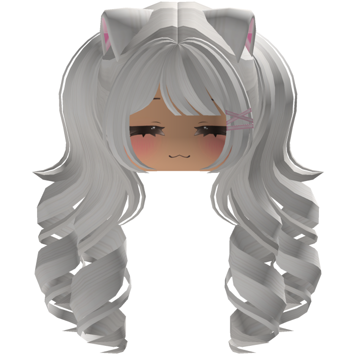 Cute hair emo Y2K cat-ear braids (White)