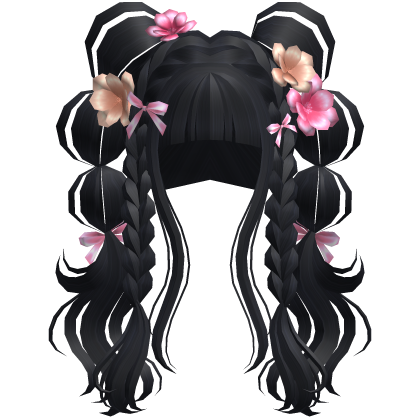 Blossoming Angelic Floral Curly Pigtails Midnight
