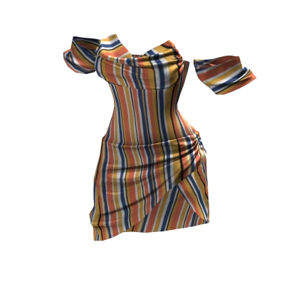 Off Shoulder Wrap Mini Dress Vintage Stripes[JEYS] | Roblox Item