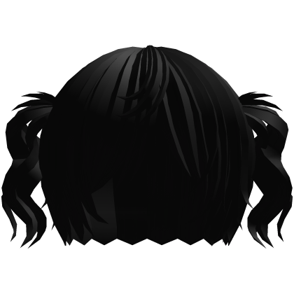 ‘’ (๑ — ‸ ҂)ゝcurly emo twin tails in black Roblox item