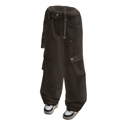 Baggy Cargo Jeans w/ Sneakers (Brown)