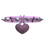 Spiked Pink Collar w/ Pink Heart Pendant