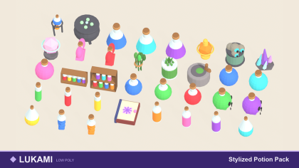 Stylized Potion Pack x35 Flask Cauldron Alchemy preview 1