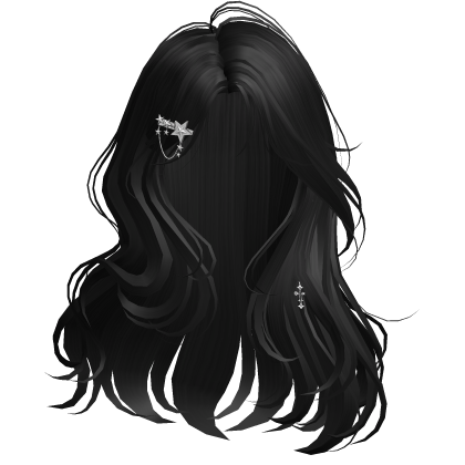 Black Romantic Wavy Hair w/ Star Hairpins Roblox item