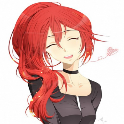 Red Haired Ponytail Anime Girl Roblox decal