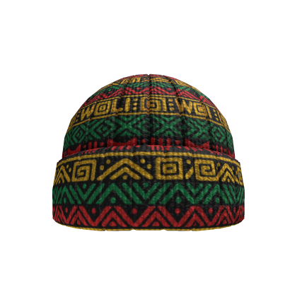 Forest Green Red Tribal Stripe Knit Beanie
