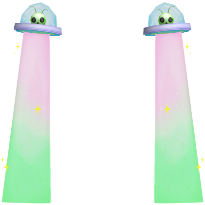 👽 Cute Silly Alien UFOs Behind You in Pink Green