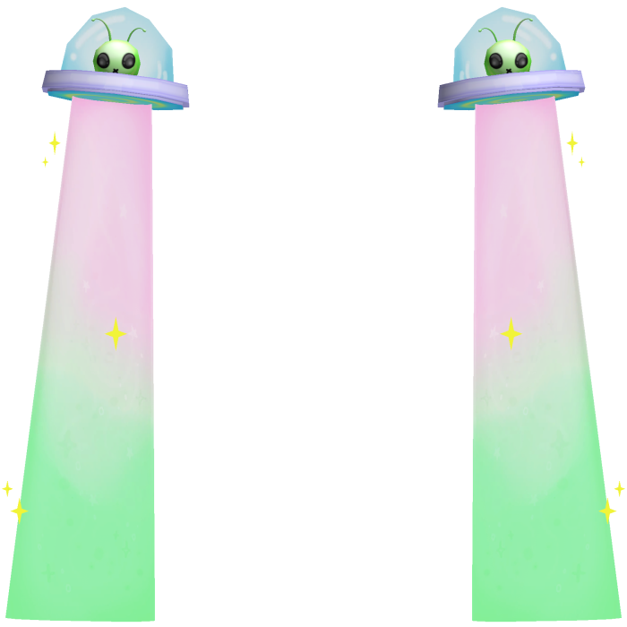👽 Cute Silly Alien UFOs Behind You in Pink Green