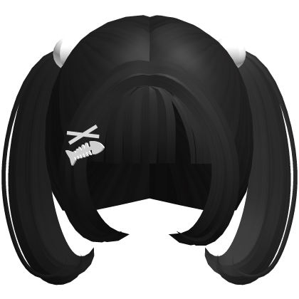 ꒰ ♡ adorable short twintails in black   Roblox item