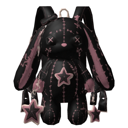 Y2K Black Stitched Bunny Plush Backpack Roblox item