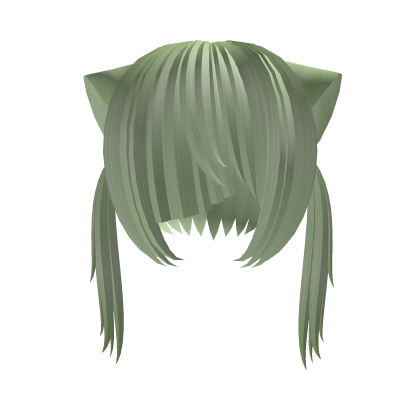 🖤꒱green kitty razor bangs messy vampire pigtails