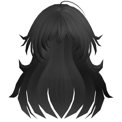 Black Fluffy Anime Girl Hair w/ Layered Soft Waves Roblox item