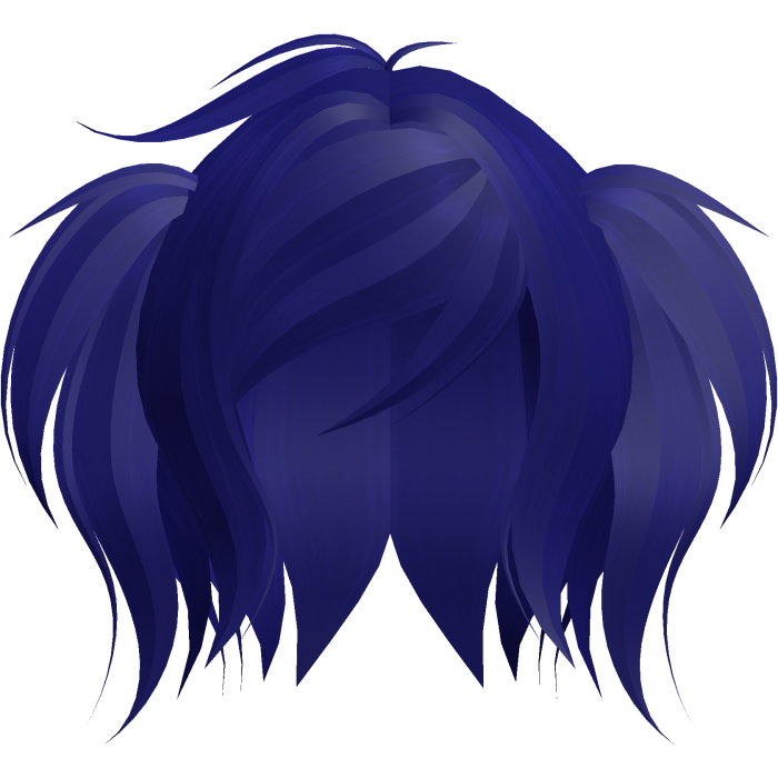 cute emo short fluffy moe pigtails in dark blue