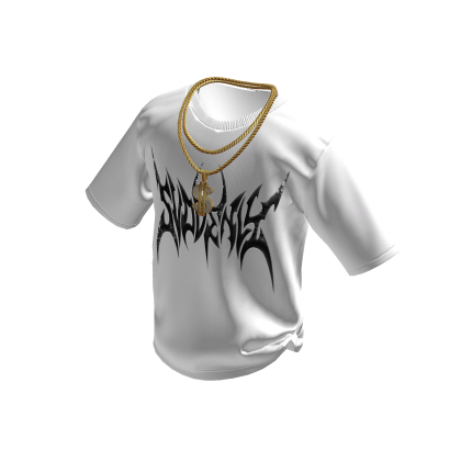 White SVDDENLY T-Shirt w/ Double Gold Dollar Chain thumbnail