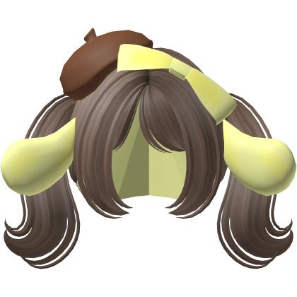 Cute Brown Hair with Puppy Ears and Beret Roblox item