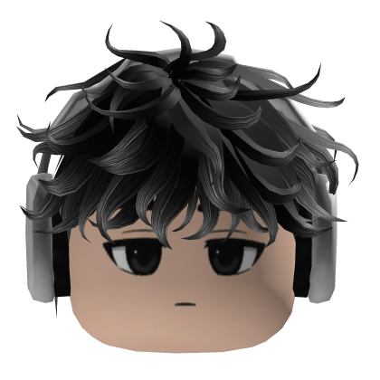 Y2K Black Hair with Headphones Emo Roblox item