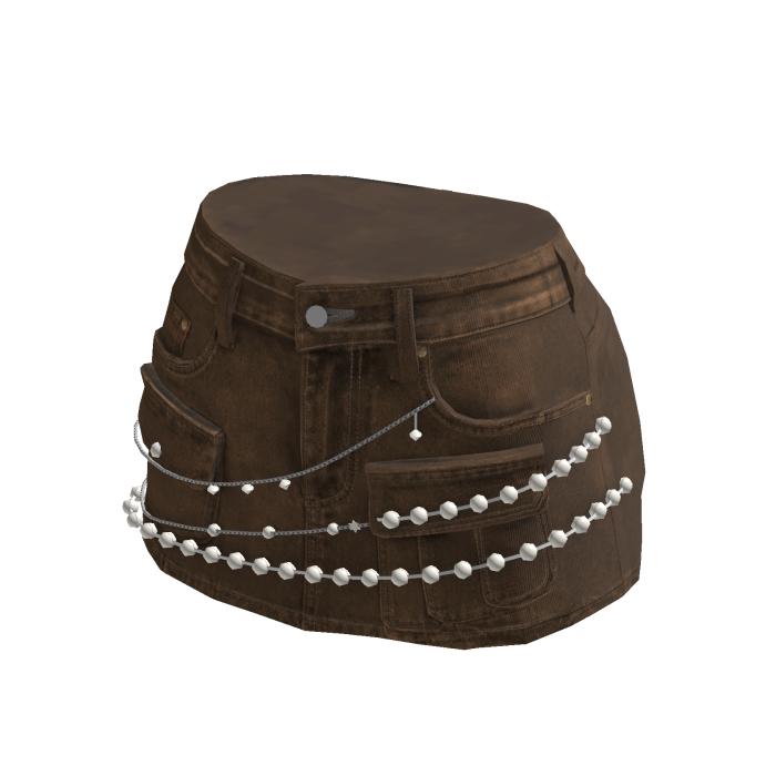 Mini Skirt with Beaded Chains (Brown)