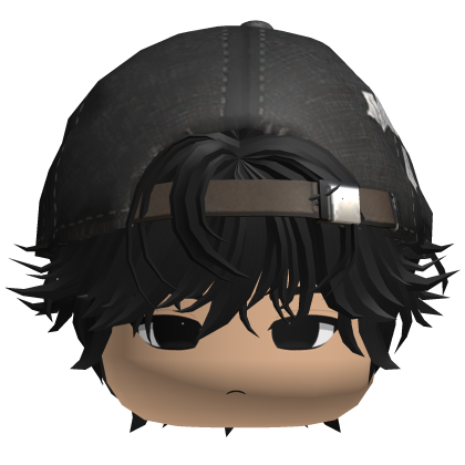 Black Emo Anime Hair Flufy Cute Cross Y2K Roblox item