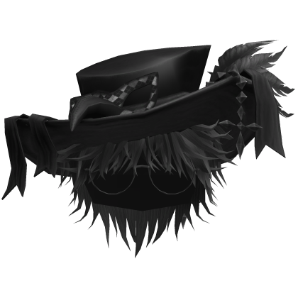 Grey Messy Anime Boy Hair w/ Top hat & Glass Roblox item