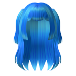 Blue Half-Up Long Straight Hair