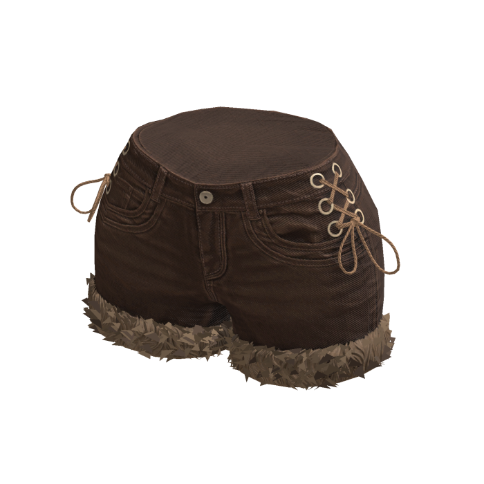 Brown Y2K Fur Trim Denim Shorts