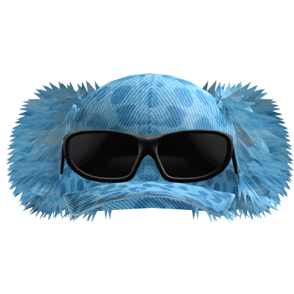 Y2K Blue Fuzzy Leopard Cap w/ Shades - Roblox