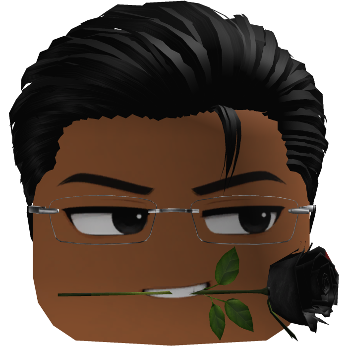 Black Slickback Cuteboy w/ Glasses & Black Rose 