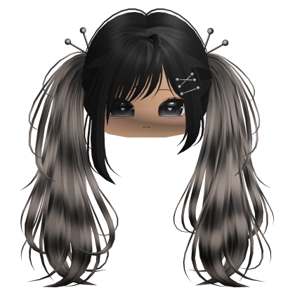 Ash Raccoon Y2K Emo Punk Pigtails w/ Pins