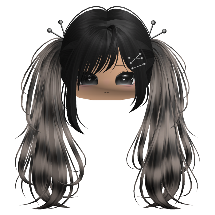 Ash Raccoon Y2K Emo Punk Pigtails w/ Pins