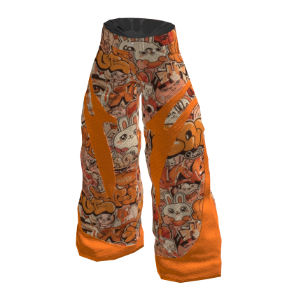 NIRO CO Y2K Orange Manga Flare Pants