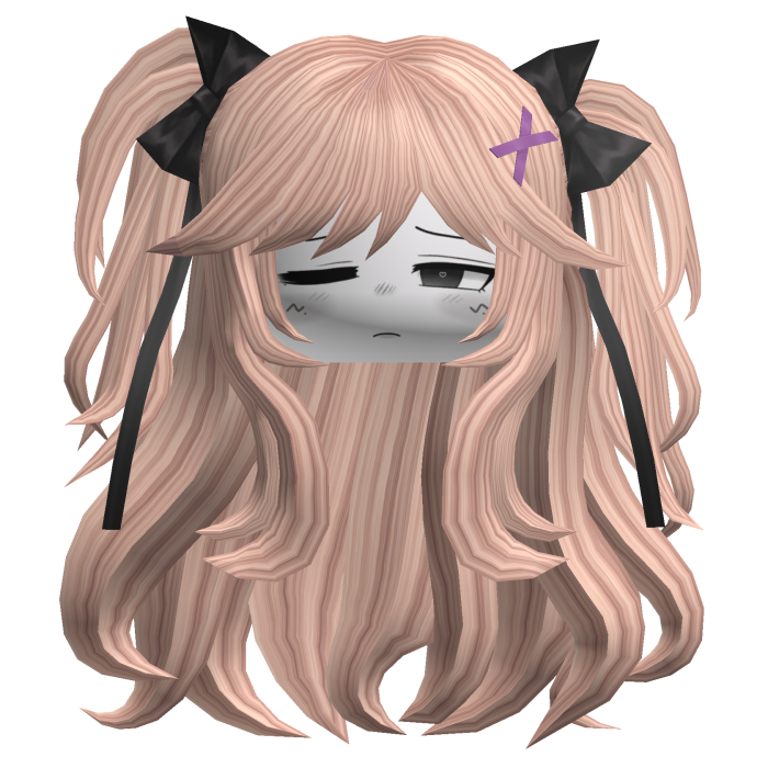Blonde Wavy Cute Girl Twin Tails Black Bows