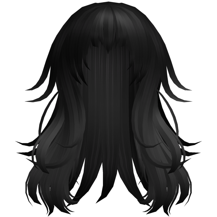 Anime Messy Long Hair w/ Spiky Ends (Black)